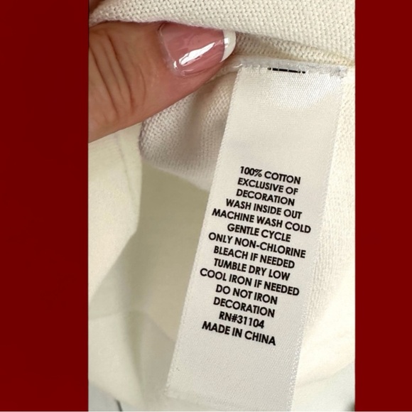 Crown & Ivy 100% Cotton Christmas Tree Navy and White Sweater-Size Large - Picture 7 of 7